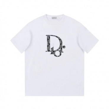 디올 남성 화이트 크루넥 반팔티 - Dior Mens White Short sleeved Tshirts 