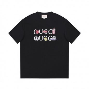 구찌 남/녀 블랙 크루넥 반팔티 - Gucci Unisex Black Short sleeved T