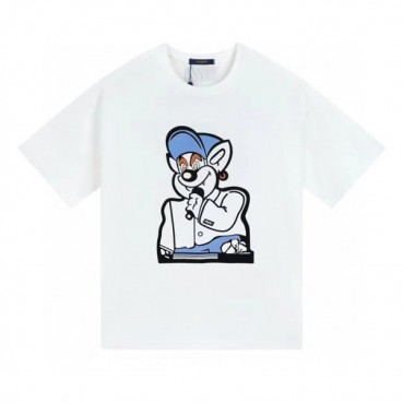 루이비통 남성 화이트 크루넥 반팔티 - Louis vuitton Mens White Short sleeved T