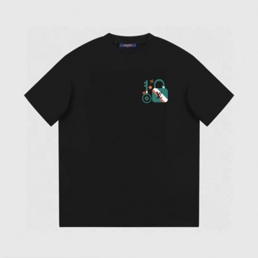 루이비통 남성 블랙 크루넥 반팔티 - Louis vuitton Mens Black Short sleeved T
