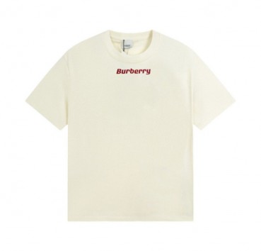 버버리 남/녀 아이보리 크루넥 반팔티 - Burberry Unisex Ivory Tshirts 