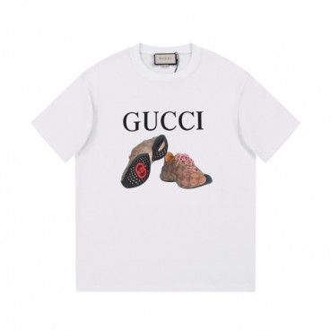 구찌 남/녀 화이트 크루넥 반팔티 - Gucci Unisex White Short sleeved T