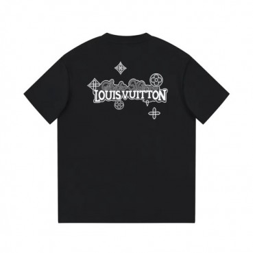 루이비통 남성 블랙 크루넥 반팔티 - Louis vuitton Mens Black Short sleeved T