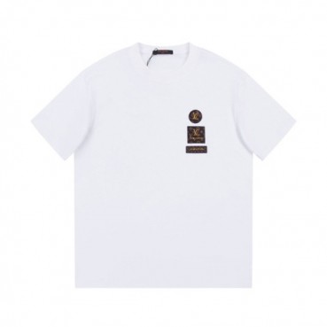 루이비통 남성 화이트 크루넥 반팔티 - Louis vuitton Mens White Short sleeved T