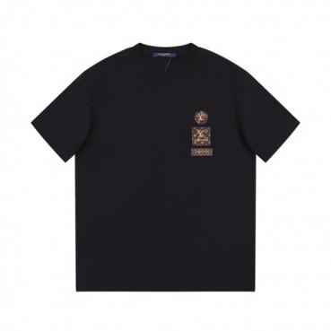 루이비통 남성 블랙 크루넥 반팔티 - Louis vuitton Mens Black Short sleeved T