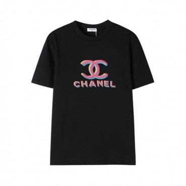 샤넬 여성 크루넥 블랙 반팔티 - Chanel Womens Black Tshirts 
