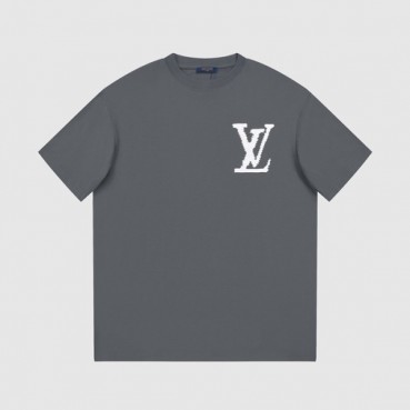 루이비통 남성 그레이 크루넥 반팔티 - Louis vuitton Mens Gray Short sleeved T