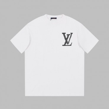 루이비통 남성 화이트 크루넥 반팔티 - Louis vuitton Mens White Short sleeved T