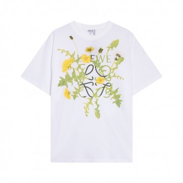 로에베 남/녀 이니셜 화이트 반팔티 - Loewe Unisex White Short sleeved T
