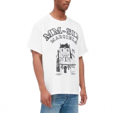 메종마르지엘라 남/녀 크루넥 화이트 반팔티 - Maison Margiela Unisex White Tshirts 