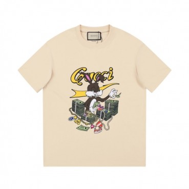 구찌 남/녀 아이보리 크루넥 반팔티 - Gucci Unisex Ivory Short sleeved T