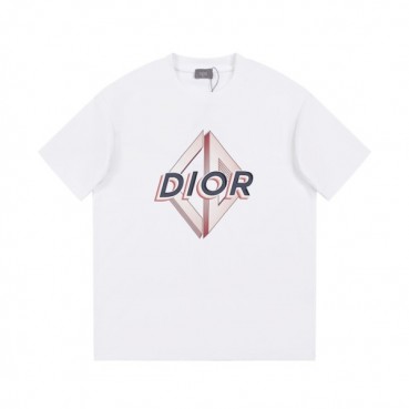 디올 남성 화이트 크루넥 반팔티 - Dior Mens White Short sleeved Tshirts 