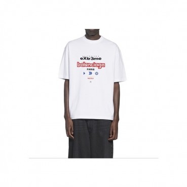 발렌시아가 남성 크루넥 화이트 반팔티 - Balenciaga Mens White Short sleeved T