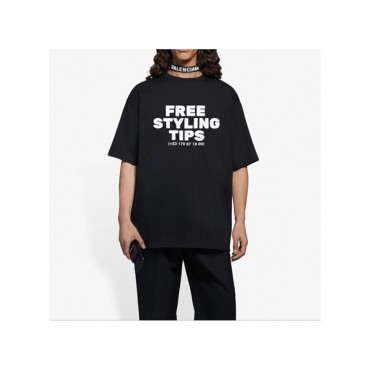 발렌시아가 남성 크루넥 블랙 반팔티 - Balenciaga Mens Black Short sleeved T