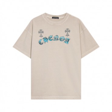 크롬하츠 남성 베이지 크루넥 반팔티 - Chrom Hearts Mens Beige Short sleeved T