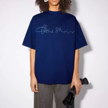 아크네 남/녀 블루 크루넥 반팔티 - Acne Unisex Blue Short sleeved T