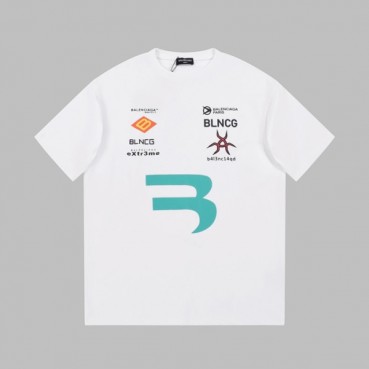 발렌시아가 남성 크루넥 화이트 반팔티 - Balenciaga Mens White Short sleeved T