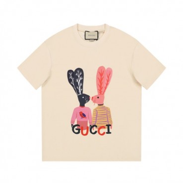 구찌 남/녀 아이보리 크루넥 반팔티 - Gucci Unisex Ivory Short sleeved T