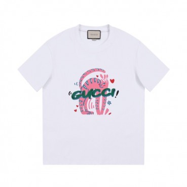 구찌 남/녀 화이트 크루넥 반팔티 - Gucci Unisex White Short sleeved T