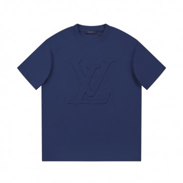 루이비통 남성 네이비 크루넥 반팔티 - Louis vuitton Mens Navy Short sleeved T