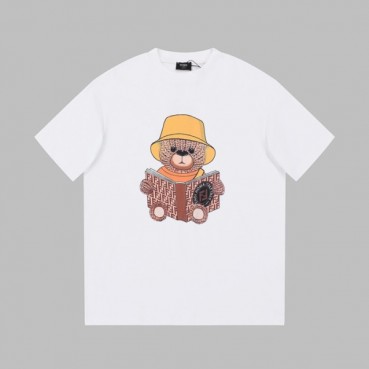 펜디 남성 화이트 크루넥 반팔티 - Fendi Mens White Short sleeved T