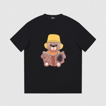 펜디 남성 블랙 크루넥 반팔티 - Fendi Mens Black Short sleeved T