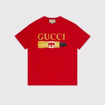 구찌 남/녀 레드 크루넥 반팔티 - Gucci Unisex Red Short sleeved T