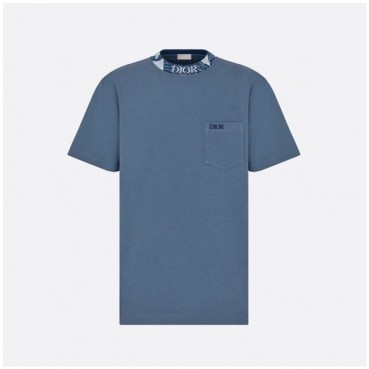 디올 남성 블루 크루넥 반팔티 - Dior Mens Blue Short sleeved Tshirts 