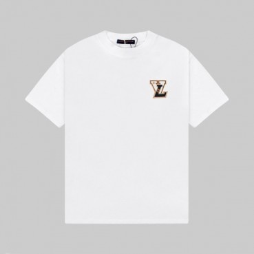 루이비통 남성 화이트 크루넥 반팔티 - Louis vuitton Mens White Short sleeved T