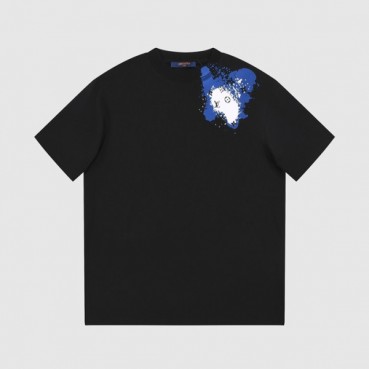 루이비통 남성 블랙 크루넥 반팔티 - Louis vuitton Mens Black Short sleeved T