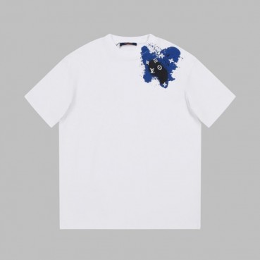 루이비통 남성 화이트 크루넥 반팔티 - Louis vuitton Mens White Short sleeved T