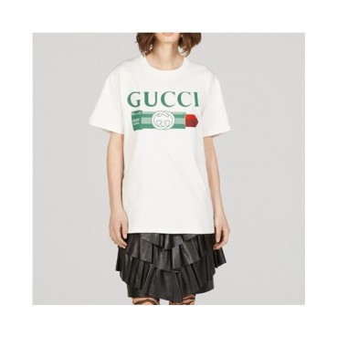 구찌 남/녀 화이트 크루넥 반팔티 - Gucci Unisex White Short sleeved T