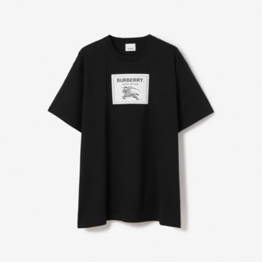 버버리 남성 블랙 크루넥 반팔티 - Burberry Mens Black Tshirts 