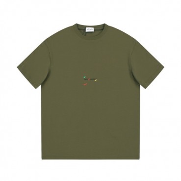 입생로랑 남성 그린 크루넥 반팔티 - Saint laurent Green Short sleeved Tshirts 