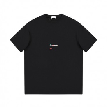 입생로랑 남성 블랙 크루넥 반팔티 - Saint laurent Black Short sleeved Tshirts 