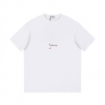 입생로랑 남성 화이트 크루넥 반팔티 - Saint laurent White Short sleeved Tshirts 