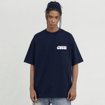 구찌 남/녀 네이비 크루넥 반팔티 - Gucci Unisex Navy Short sleeved T