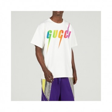 구찌 남/녀 화이트 크루넥 반팔티 - Gucci Unisex White Short sleeved T