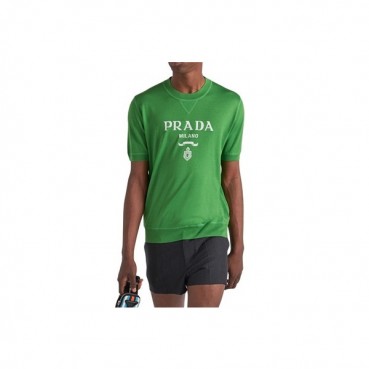 프라다 남성 크루넥 그린 반팔티 - Prada Mens Green Short sleeved T