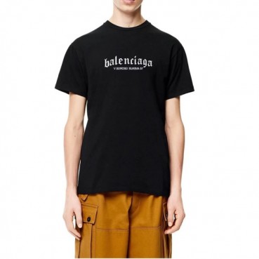 발렌시아가 남성 크루넥 블랙 반팔티 - Balenciaga Mens Black Short sleeved T