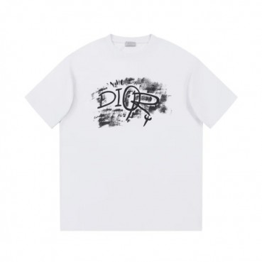 디올 남성 화이트 크루넥 반팔티 - Dior Mens White Short sleeved Tshirts 