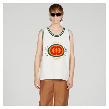 구찌 남/녀 화이트 크루넥 나시 - Gucci Unisex Sleeveless shirts 