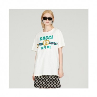 구찌 남/녀 화이트 크루넥 반팔티 - Gucci Unisex Short sleeved T