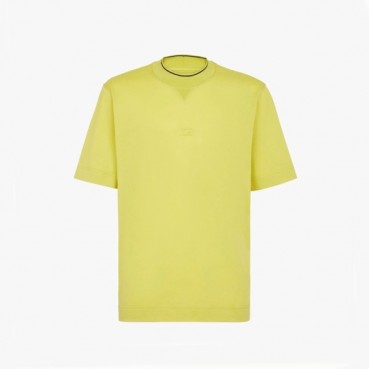 펜디 남성 옐로우 크루넥 반팔티 - Fendi Mens Yellow Short sleeved T