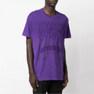 지방시 남/녀 크루넥 퍼플 반팔티 - Givenchy Unisex Purple Short Sleeved Tshirts 