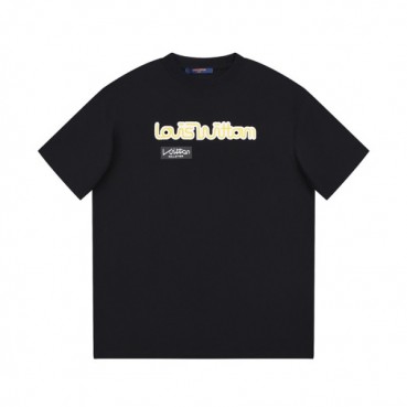 루이비통 남성 블랙 크루넥 반팔티 - Louis vuitton Mens Black Short sleeved T