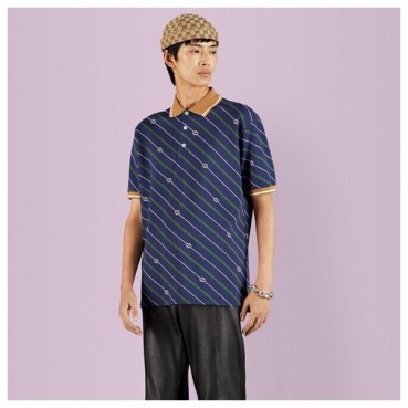 구찌 남성 네이비 폴로 반팔티 - Gucci Mens Navy Short sleeved T