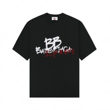 발렌시아가 남성 크루넥 블랙 반팔티 - Balenciaga Mens Black Short sleeved T