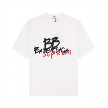발렌시아가 남성 크루넥 화이트 반팔티 - Balenciaga Mens White Short sleeved T