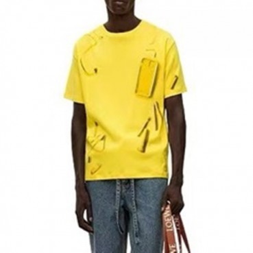 로에베 남/녀 이니셜 옐로우 반팔티 - Loewe Unisex Yellow Short sleeved T